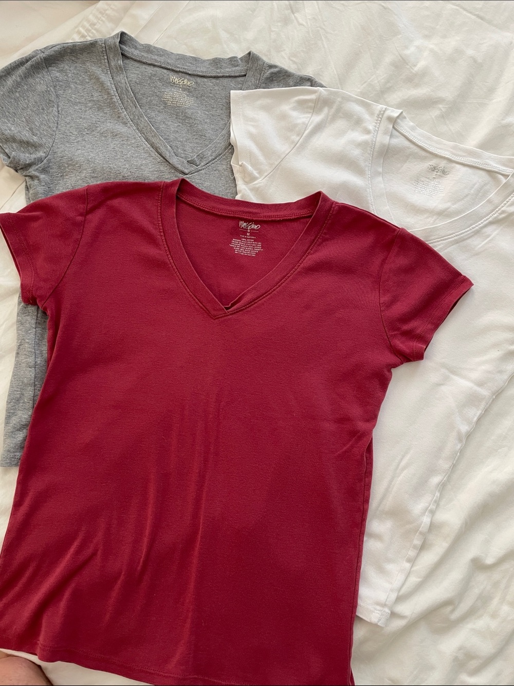 Mossimo Supply Co. Women's V-Neck Tee Trio - Burgundy, Gray, White